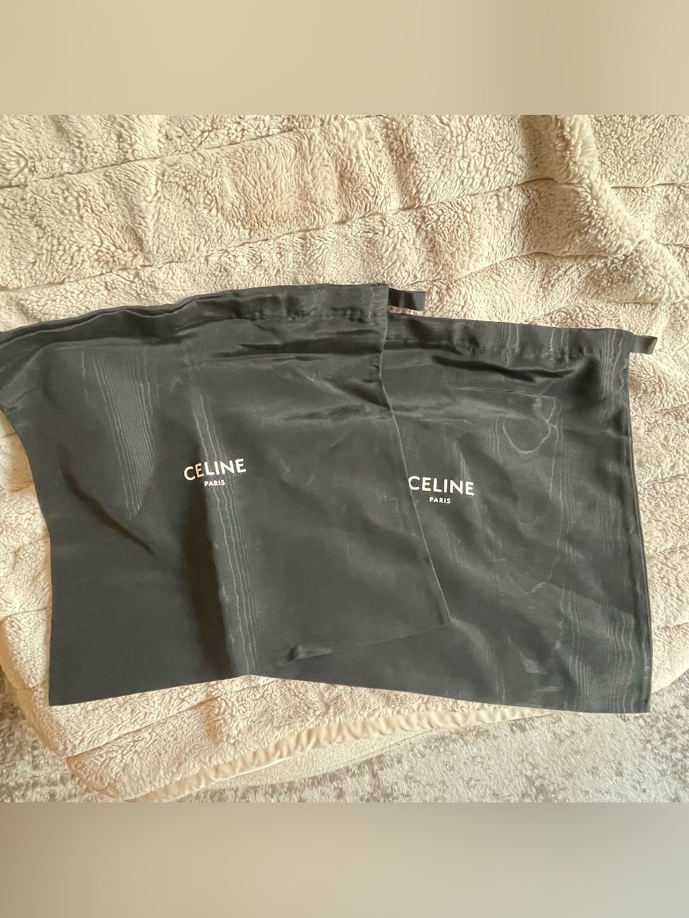 Celine Black Dust Bag Duo with White Logo
